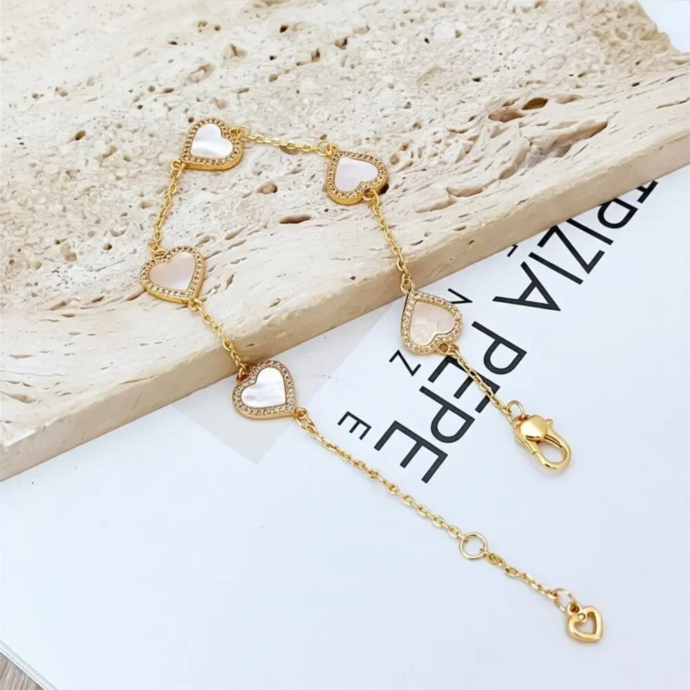 Kate Spade New York Gold-Tone Pavé & Mother-of-Pearl Heart Link Bracelet - Picture 5 of 8